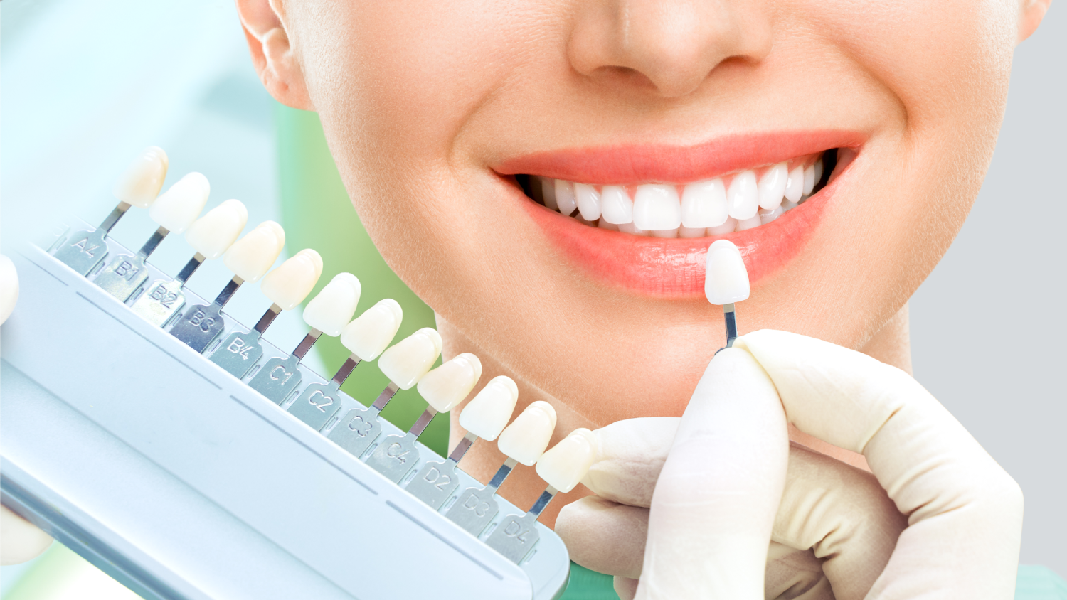 A modern dental clinic in Turkey with a patient smiling in a sleek dental chair while a dentist in white scrubs